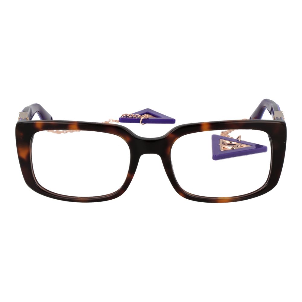 Guess Brown Women Glasses Frame in brown acetate with full-rim design, rectangle shape, and spring hinge. Includes branded case.