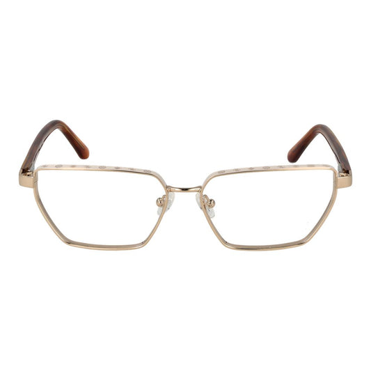 Guess Gold Women Glasses Frame in metal with full-rim butterfly style, spring hinge, size 55-14-140, including branded case.