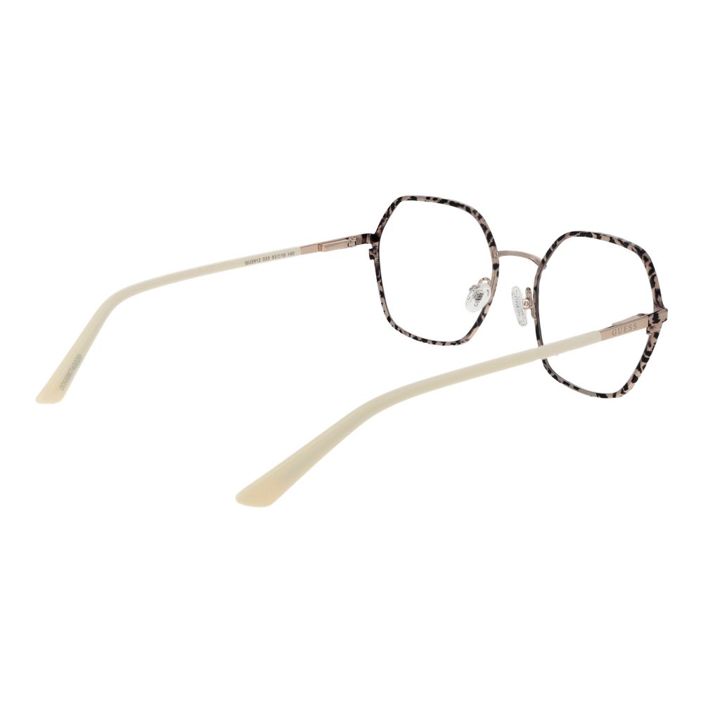 Guess Gold Women Glasses Frame in full-rim square style with gold metal frame and branded case included.