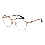 Guess Rose Gold Women Glasses Frame, metal full-rim square style with demo lenses, size 53-16-140, spring hinge, includes branded case.