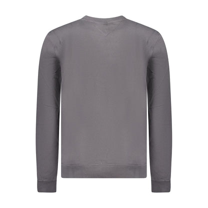Back view of Tommy Hilfiger Gray Cotton Men Sweater, showcasing elegant design and sustainable fabric choice.