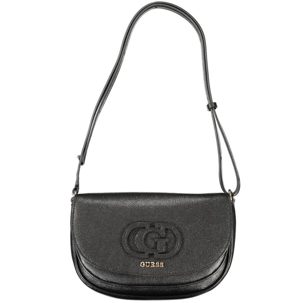 Guess Jeans Black Polyethylene Women Handbag with adjustable shoulder strap and dual compartments for stylish functionality.