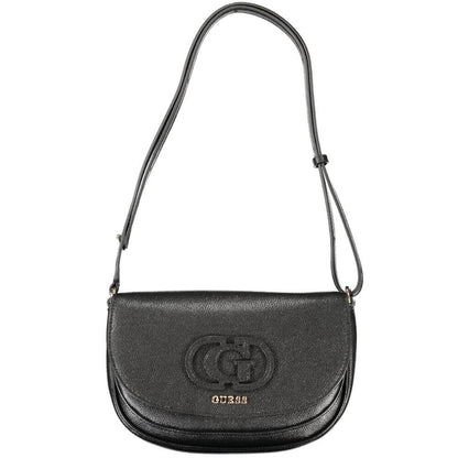Guess Jeans Black Polyethylene Women Handbag with adjustable shoulder strap and dual compartments for stylish functionality.