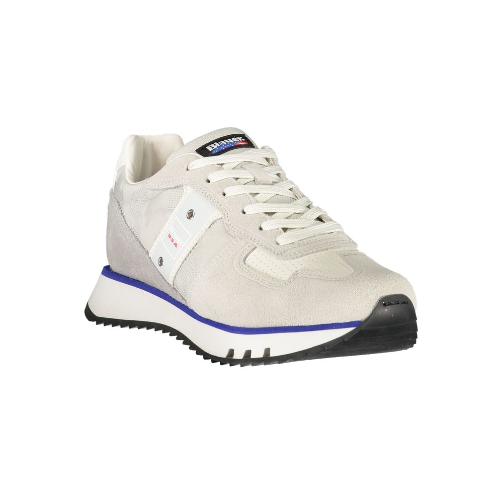 Blauer Gray Leather Men Sneaker, sleek design with contrasting details and iconic logo, perfect for fashion-forward individuals.