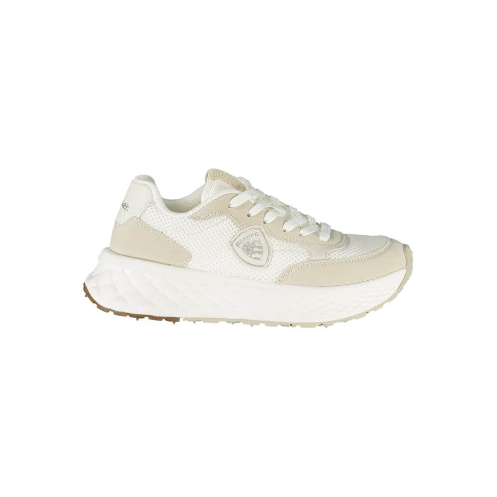 Blauer White Polyester Women Sneaker with stylish details and removable footbed for comfort and fashion-forward appeal.