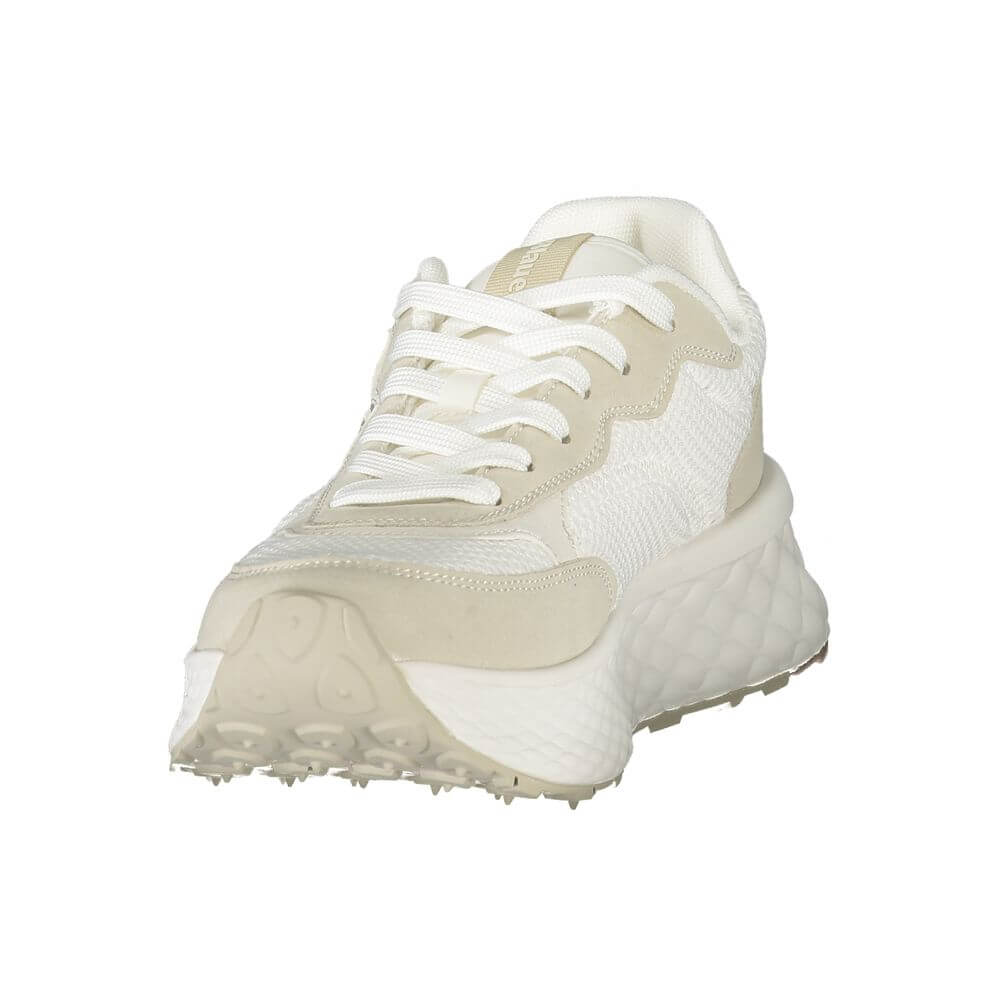 Blauer White Polyester Women Sneaker with contrast details and removable footbed for style and comfort.