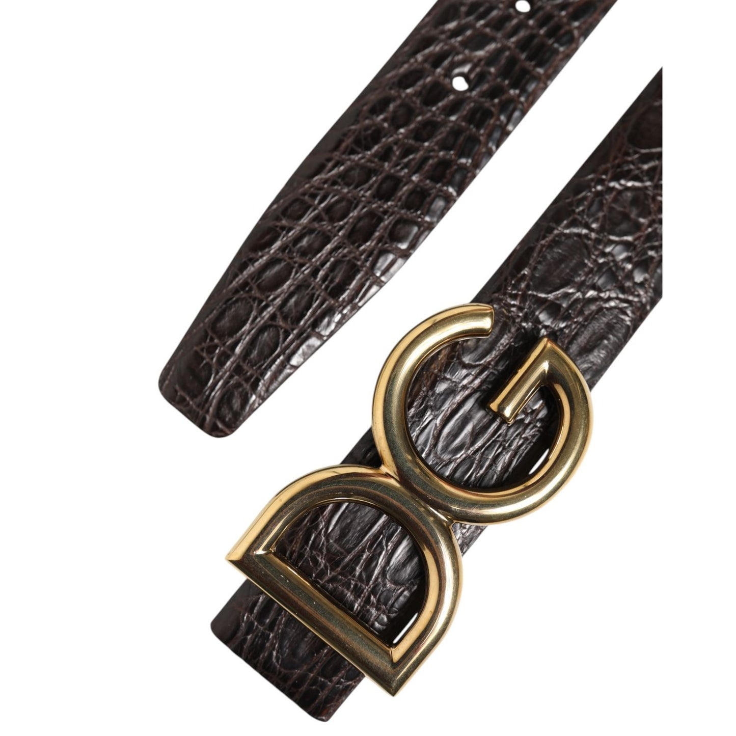 Dolce & Gabbana Black Exotic Leather DG Logo Buckle Belt
