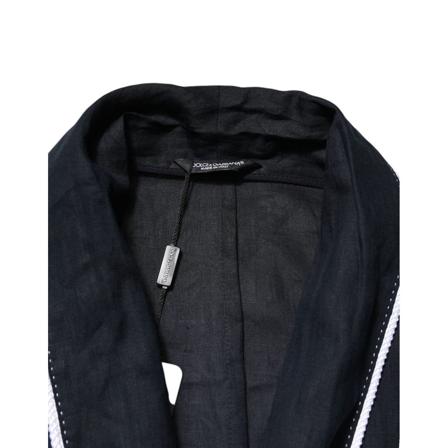 Dolce & Gabbana Dark Blue DG Embroidery Jacket Robe Blazer