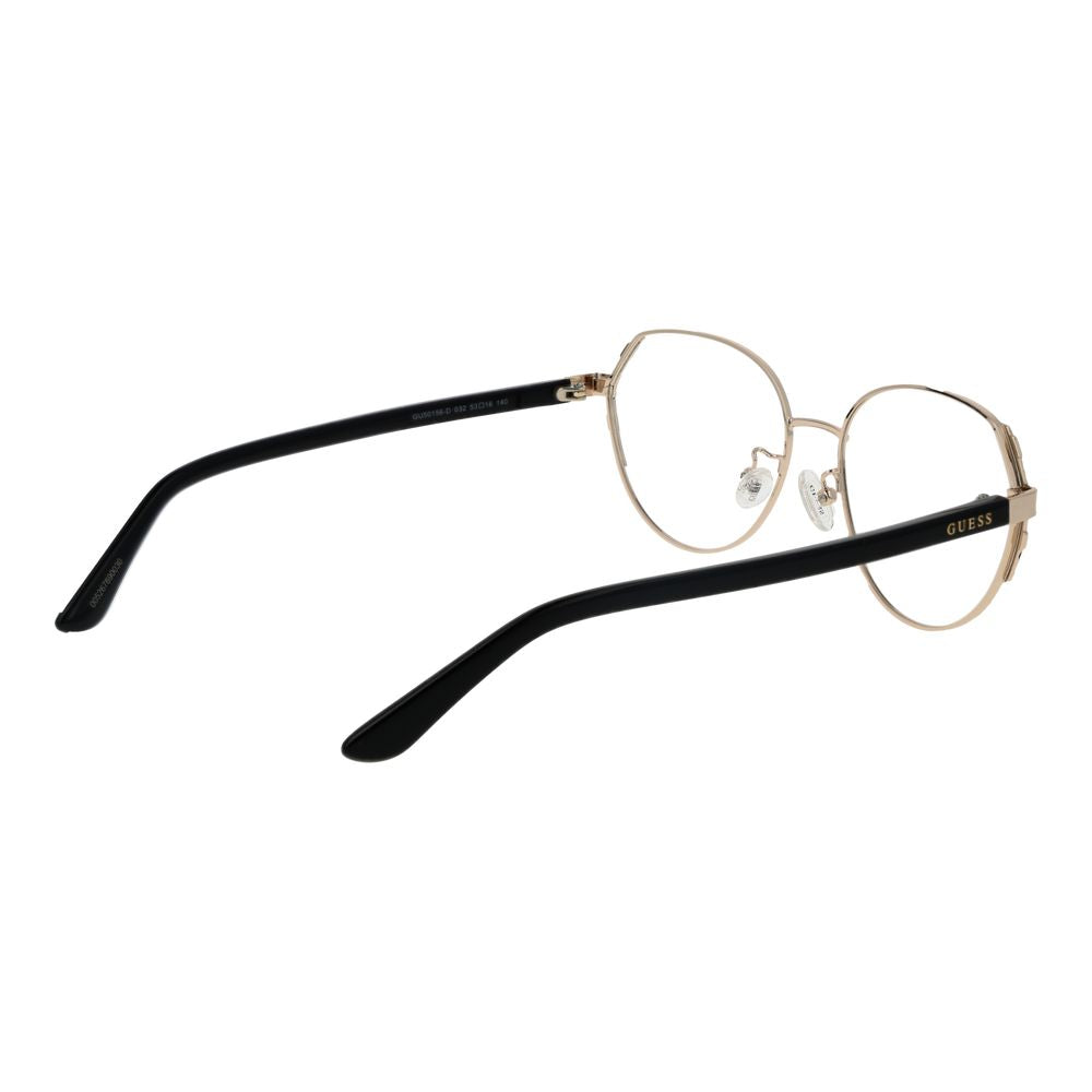 Guess Gold Women Glasses Frame, full-rim metal frame, gold color, square style, includes branded case