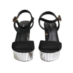 Dolce & Gabbana Black Crystal Ankle Strap Keira Sandal Shoes