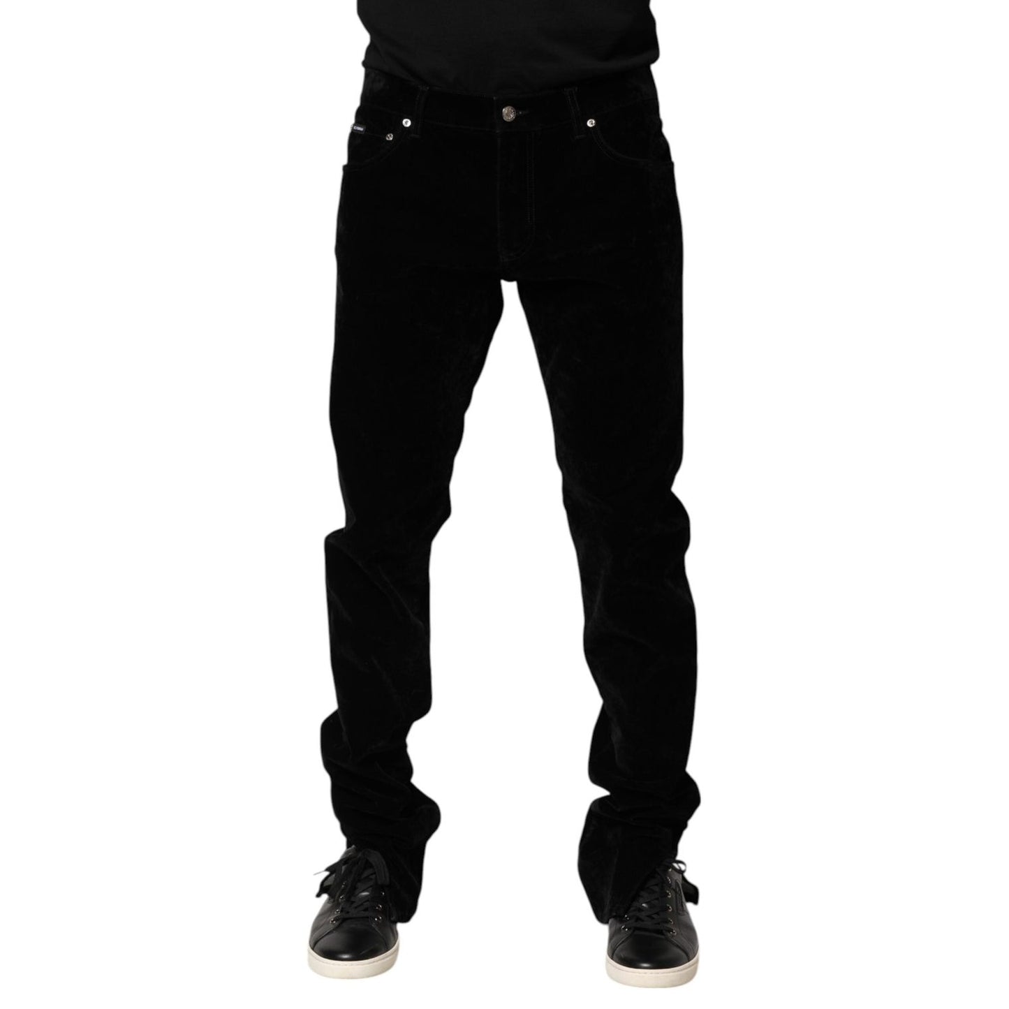 Dolce & Gabbana Black Cotton Men Dress Formal Trouser Pants