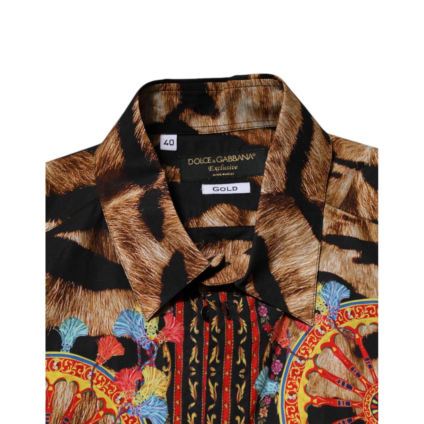 Dolce & Gabbana GOLD Cotton Tiger Carretto Long Sleeve Shirt