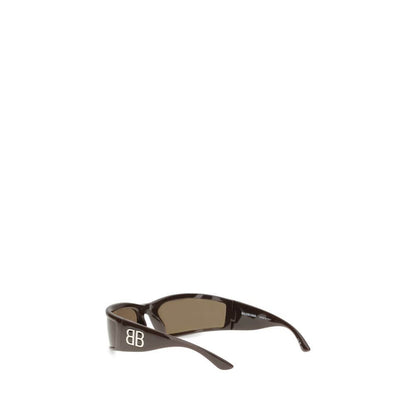 Balenciaga Brown Acetate Sunglasses with metallic logo and bio nylon lenses, featuring a modern rectangular design for AW25 season.
