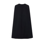 Gucci Black Wool Dress, 60s-inspired sleeveless design with hidden zip, round neckline, and side pleat stitching.