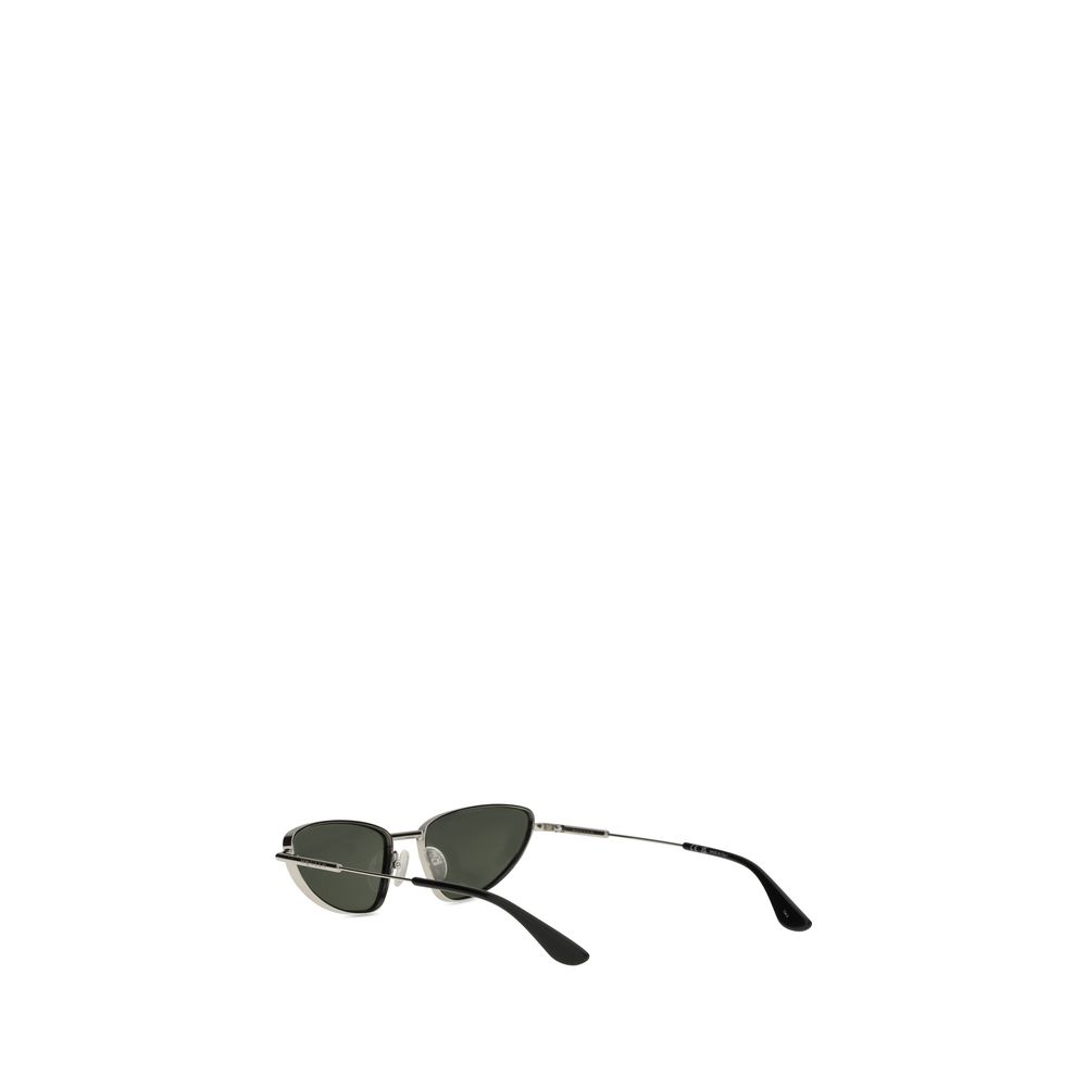 Alexander McQueen Silver Metal Sunglasses with cat-eye design and mirrored lenses