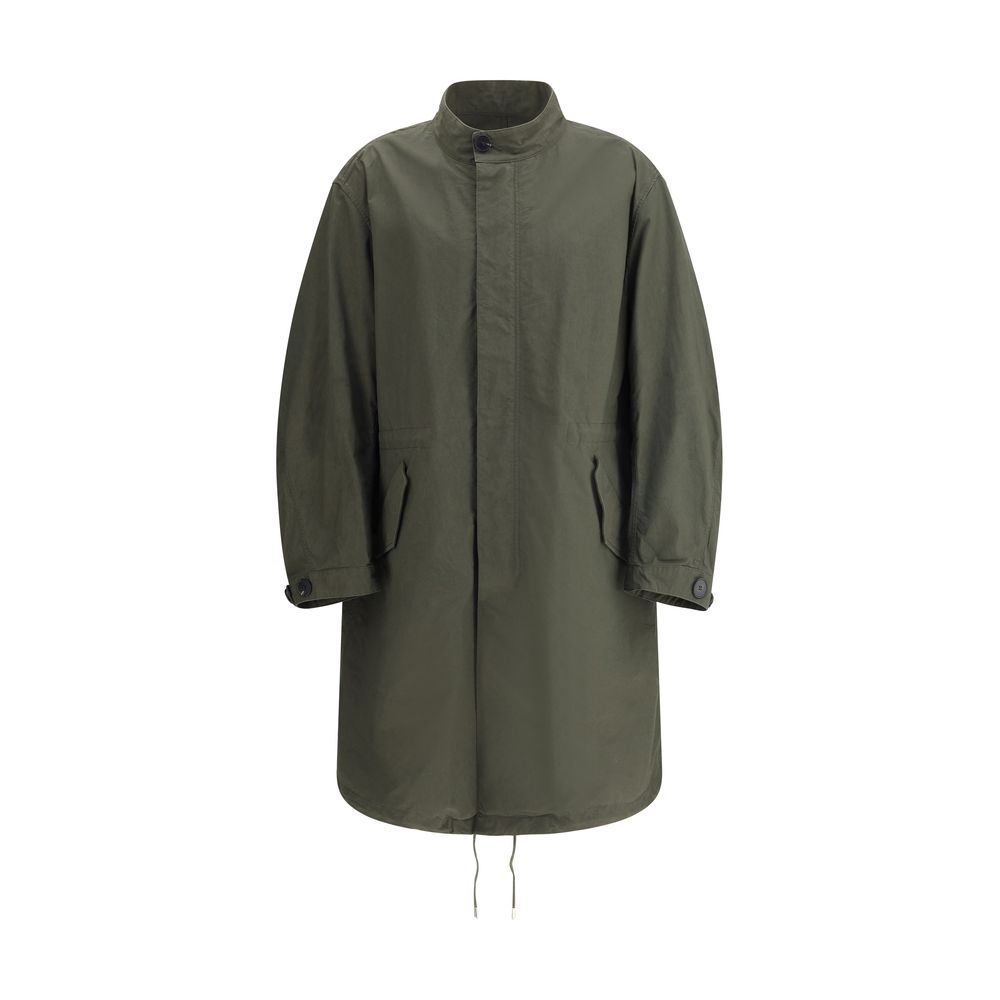 Givenchy Bicolor Cotton Clothing - Olive green parka jacket with adjustable drawstring, button cuffs, and monogram accents.