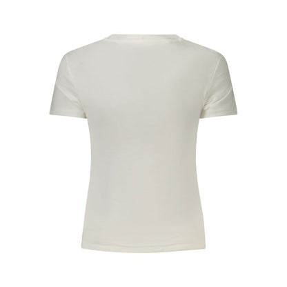 Back view of Tommy Hilfiger White Cotton Women T-Shirt, short sleeves
