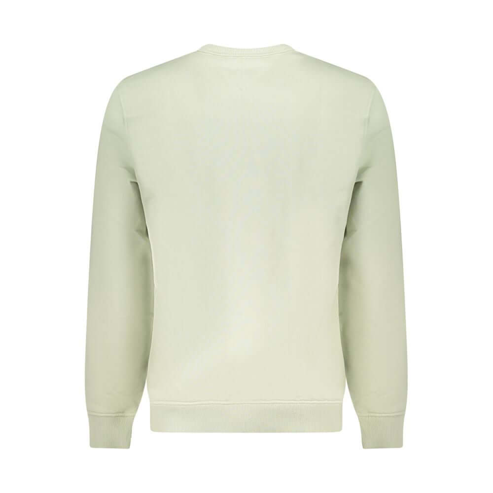 Back view of Tommy Hilfiger Green Cotton Men Sweater showing its classic design and a sustainable fabric composition.