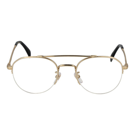 David Beckham Gold Men Glasses Frame, half-rim, round style, metal material, with demo plastic lenses, size 51-21-145.