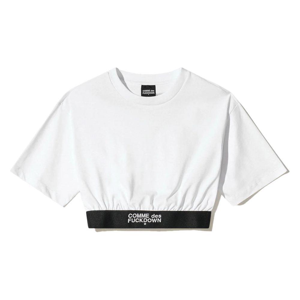 Comme Des Fuckdown White Cotton Tops & T-Shirt CO-15884-S