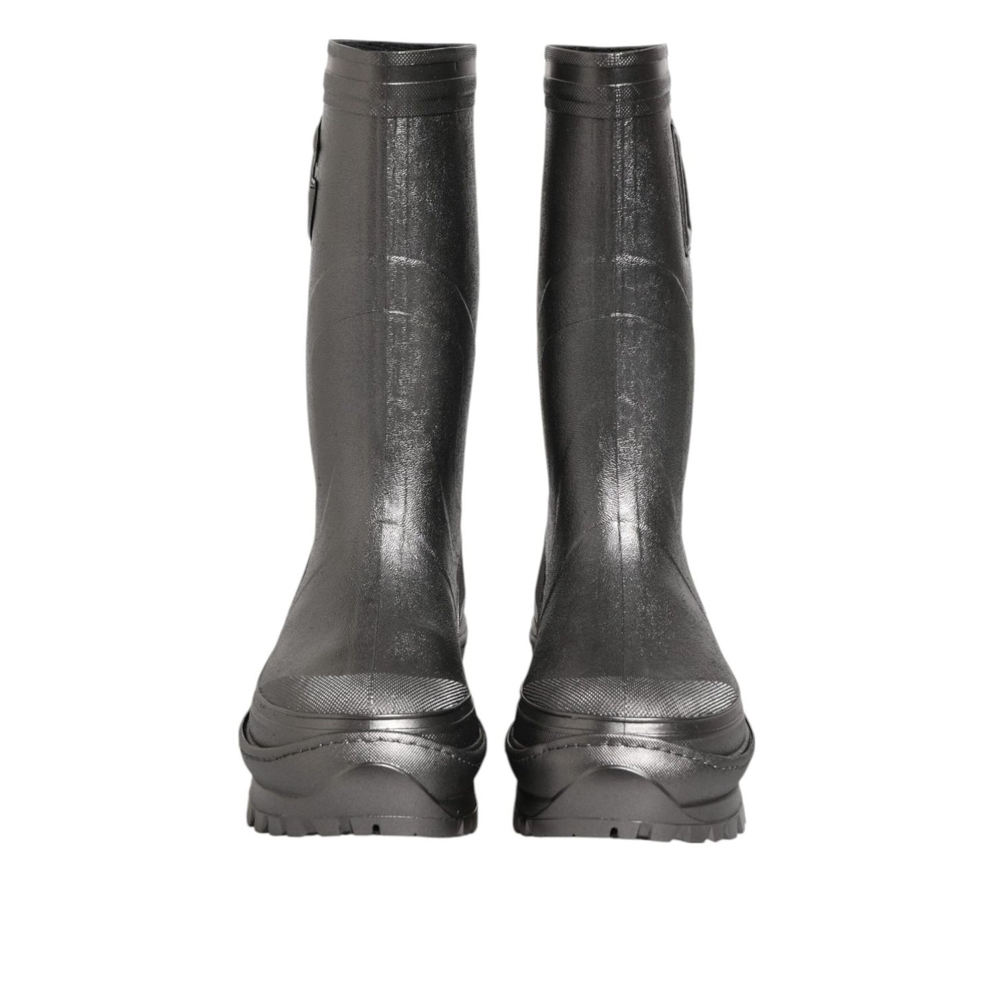 Dolce & Gabbana Black Argento Pull On Rain Boots Shoes
