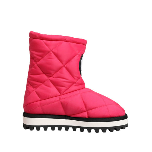 Dolce & Gabbana Pink White Viscose Padded Mid Calf Boots Shoes