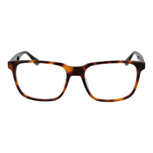 BMW Brown Men Glasses Frame, acetate full-rim with demo lenses, rectangle style, 55-17-145 size, includes branded case.