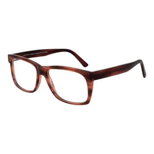 Andy Wolf Brown Unisex Glasses Frame, full-rim acetate, rectangle style with demo lenses, includes branded case, size 55-15-145.
