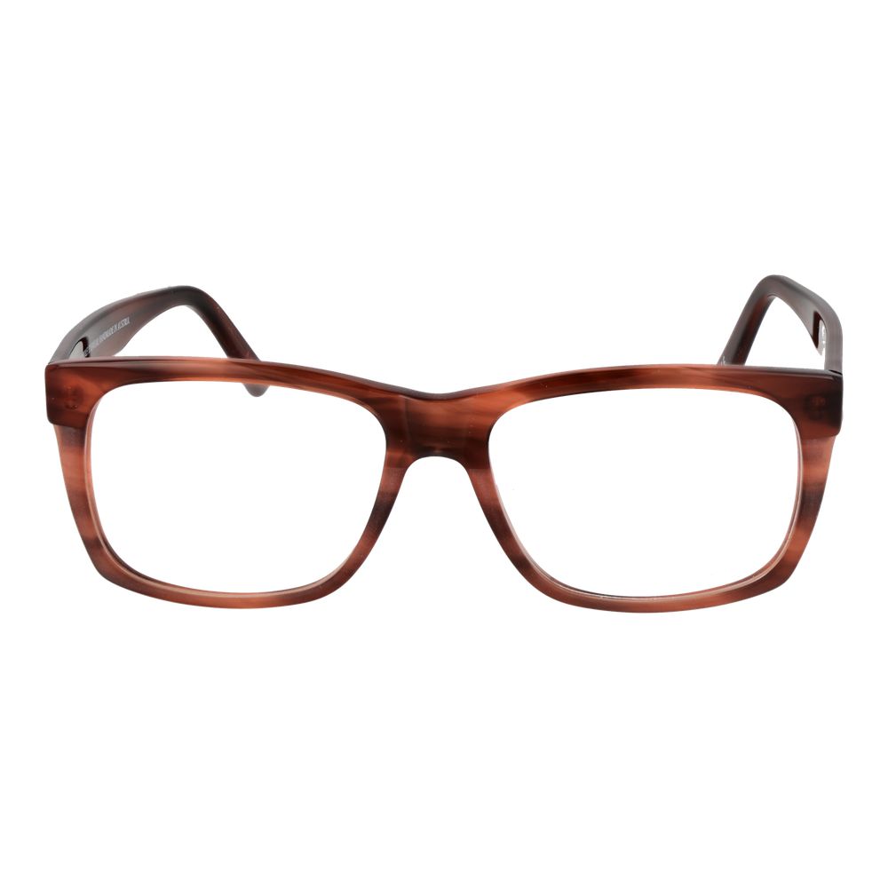 Andy Wolf Brown Unisex Glasses Frame in acetate with full-rim rectangle design, lens width 55mm, bridge 15mm, temples 145mm.