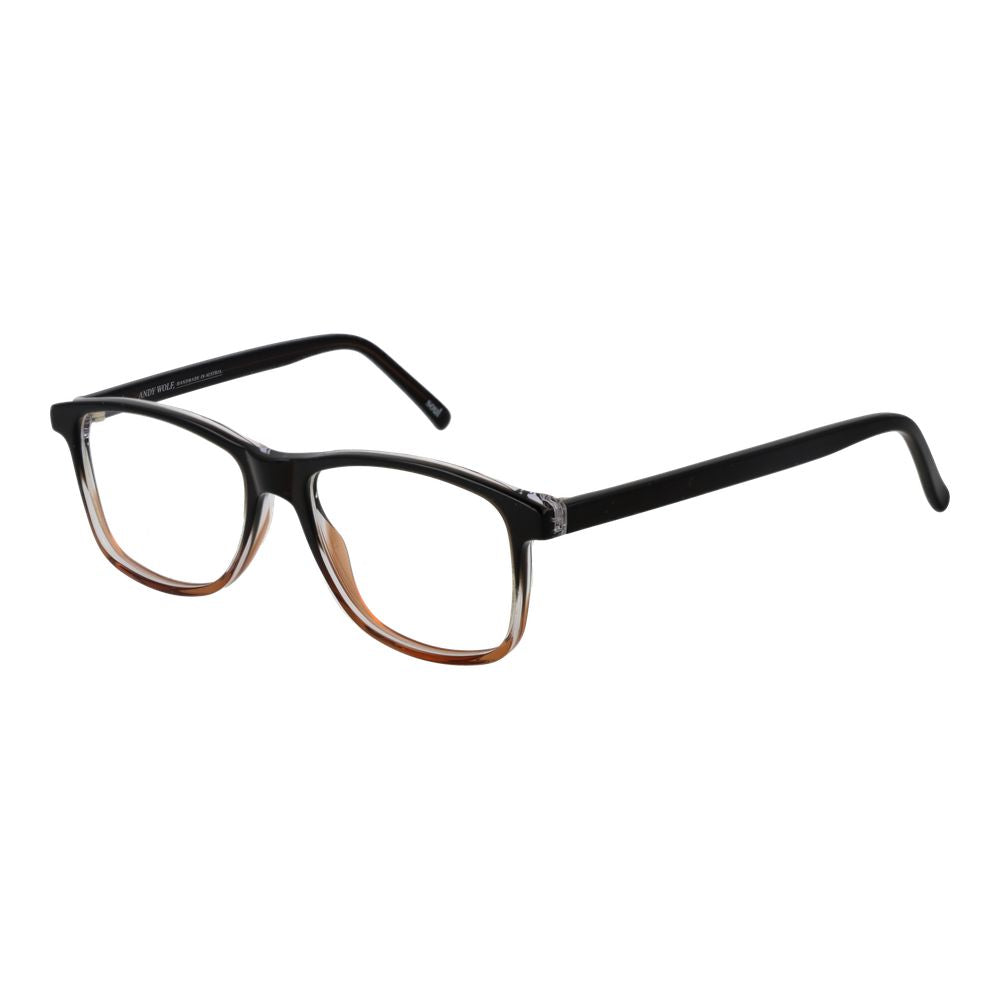 Andy Wolf Brown Unisex Glasses Frame, full-rim acetate, rectangle style, 53-15-145 size, includes branded case.