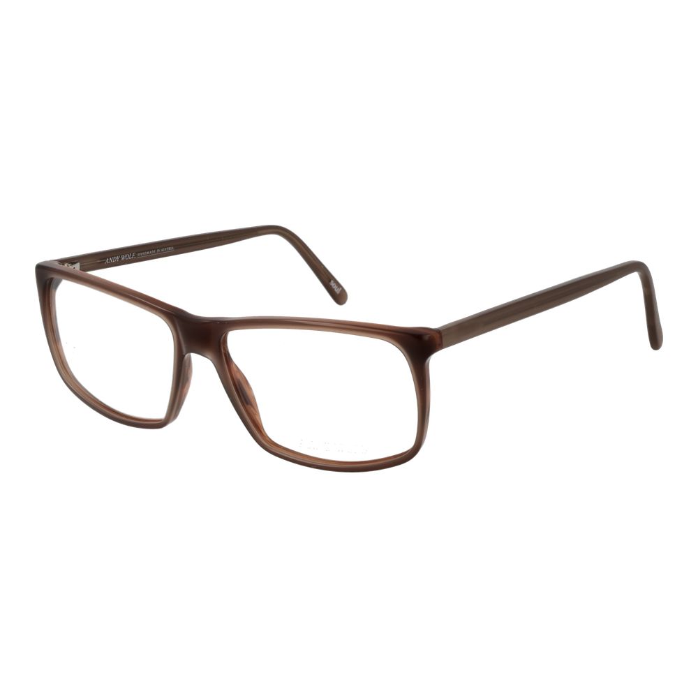 Andy Wolf Brown Unisex Glasses Frame, full-rim acetate with plastic demo lenses, rectangle style, brown color, size 57-14-145.