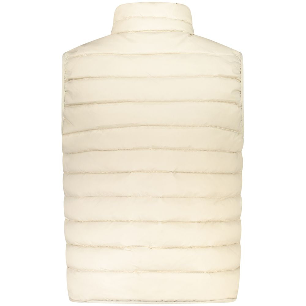 Back view of Norway 1963 Beige Polyamide Men Jacket showcasing sleeveless design and padded texture.