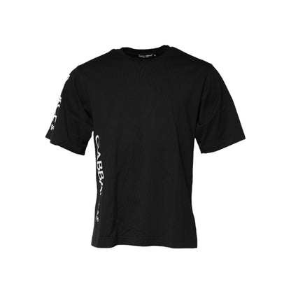 Dolce & Gabbana Black Logo Print Cotton Men Crew Neck T-shirt