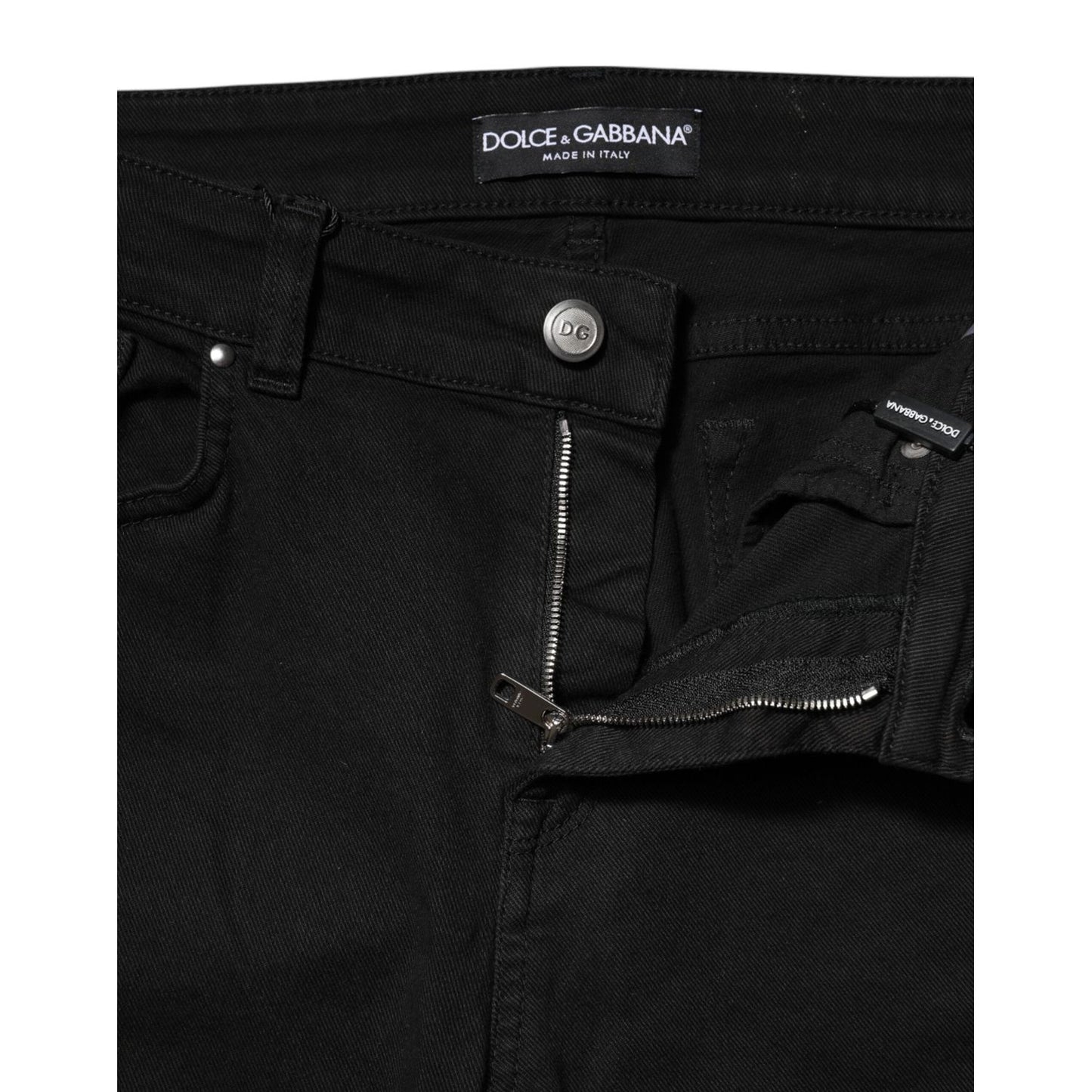 Dolce & Gabbana Black Cotton Skinny Mid Waist Denim Jeans