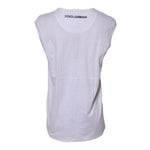 Dolce & Gabbana White Cotton Sleeveless Printed Tank T-shirt