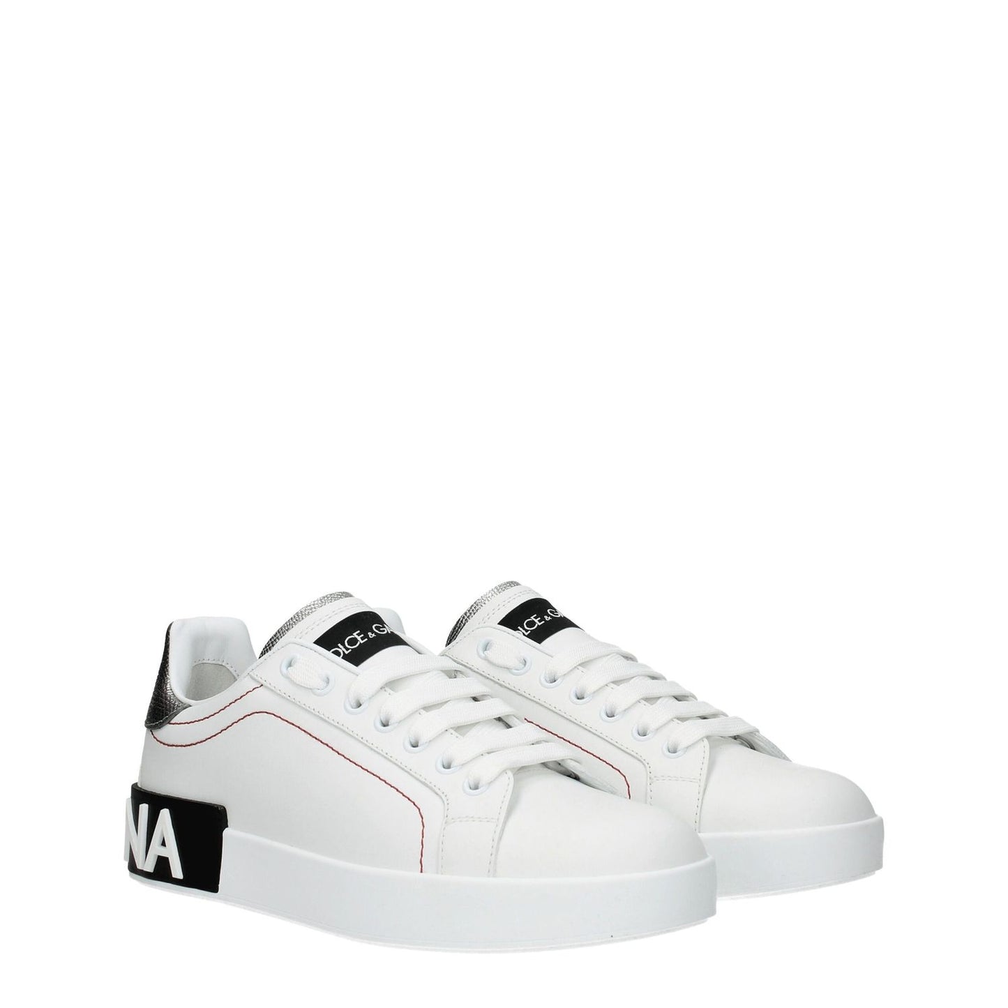 Dolce & Gabbana White Leather Low Top Sneakers