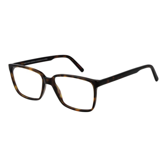 Andy Wolf Brown Unisex Glasses Frame with full-rim rectangle design and acetate material, shown from side angle.