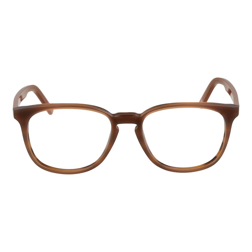 Andy Wolf Brown Unisex Glasses Frame, acetate full-rim square design, model 52-17-145, includes branded case, demo lenses.