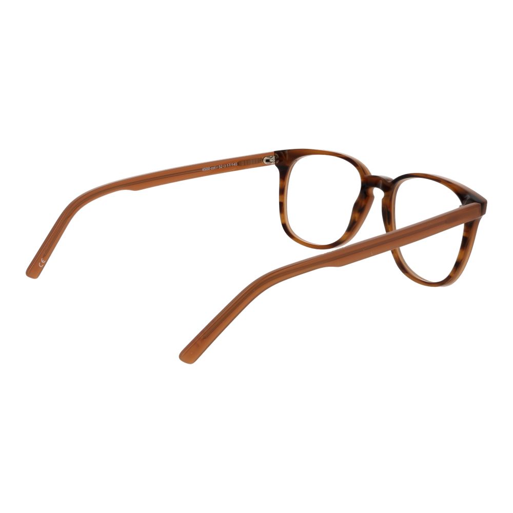 Andy Wolf Brown Unisex Glasses Frame in full-rim acetate with plastic lenses, size 52-17-145, shown in side view.