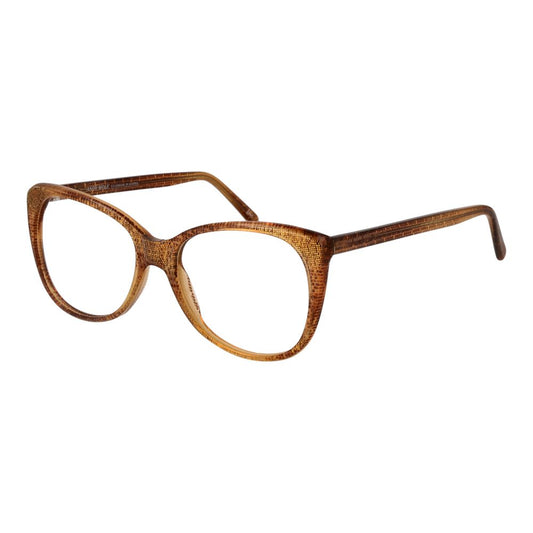 Andy Wolf Orange Unisex Glasses Frame in honey acetate, full-rim cat eye style with demo lenses, includes branded case.