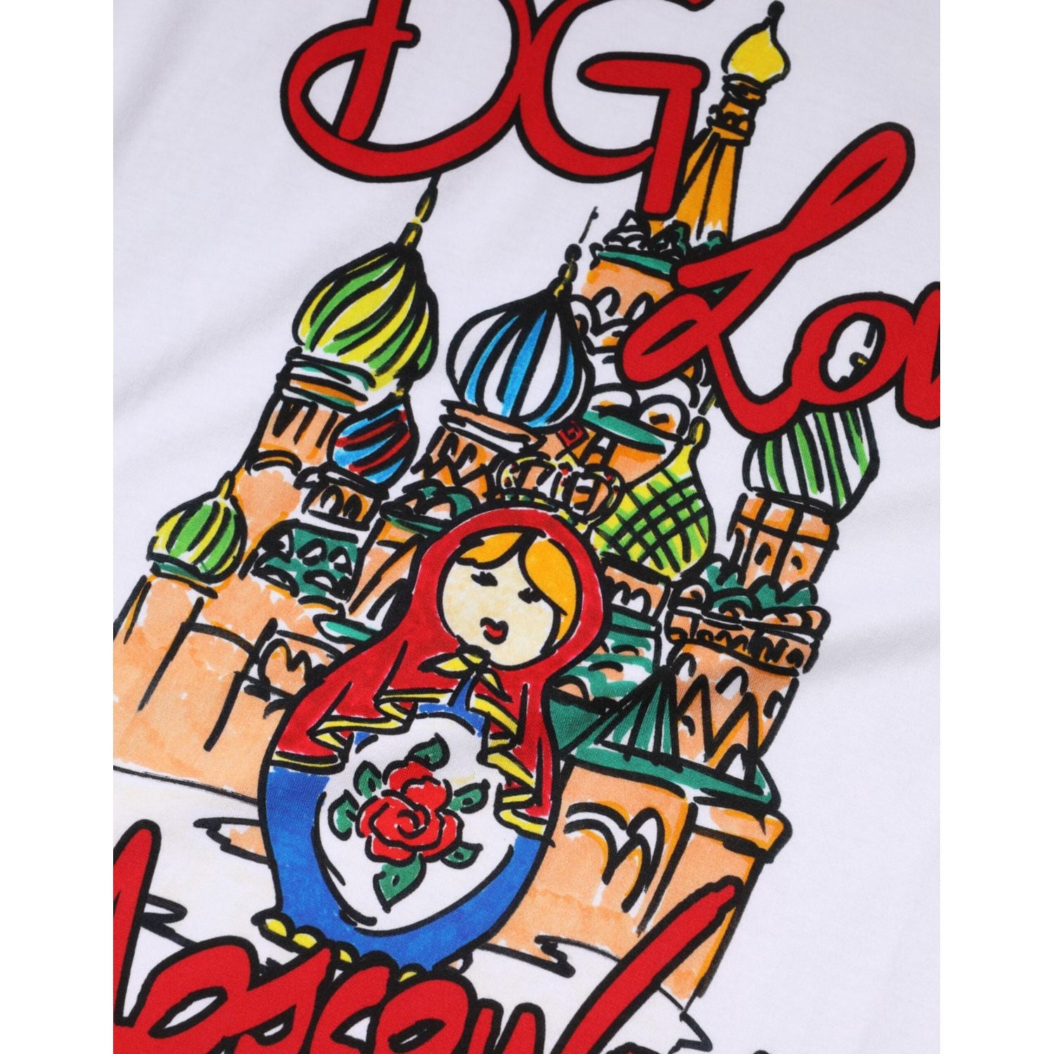Dolce & Gabbana White DG Loves Moscow Crew Neck T-shirt