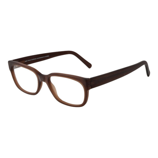 Andy Wolf Brown Unisex Glasses Frame in acetate, full-rim style, rectangle shape with plastic lenses, size 52-17-145.