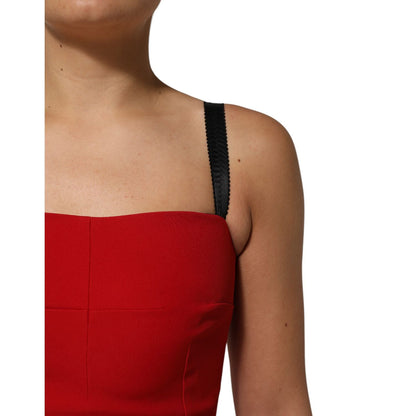 Dolce & Gabbana Red Stretch Bodycon Sheath Knee Length Dress