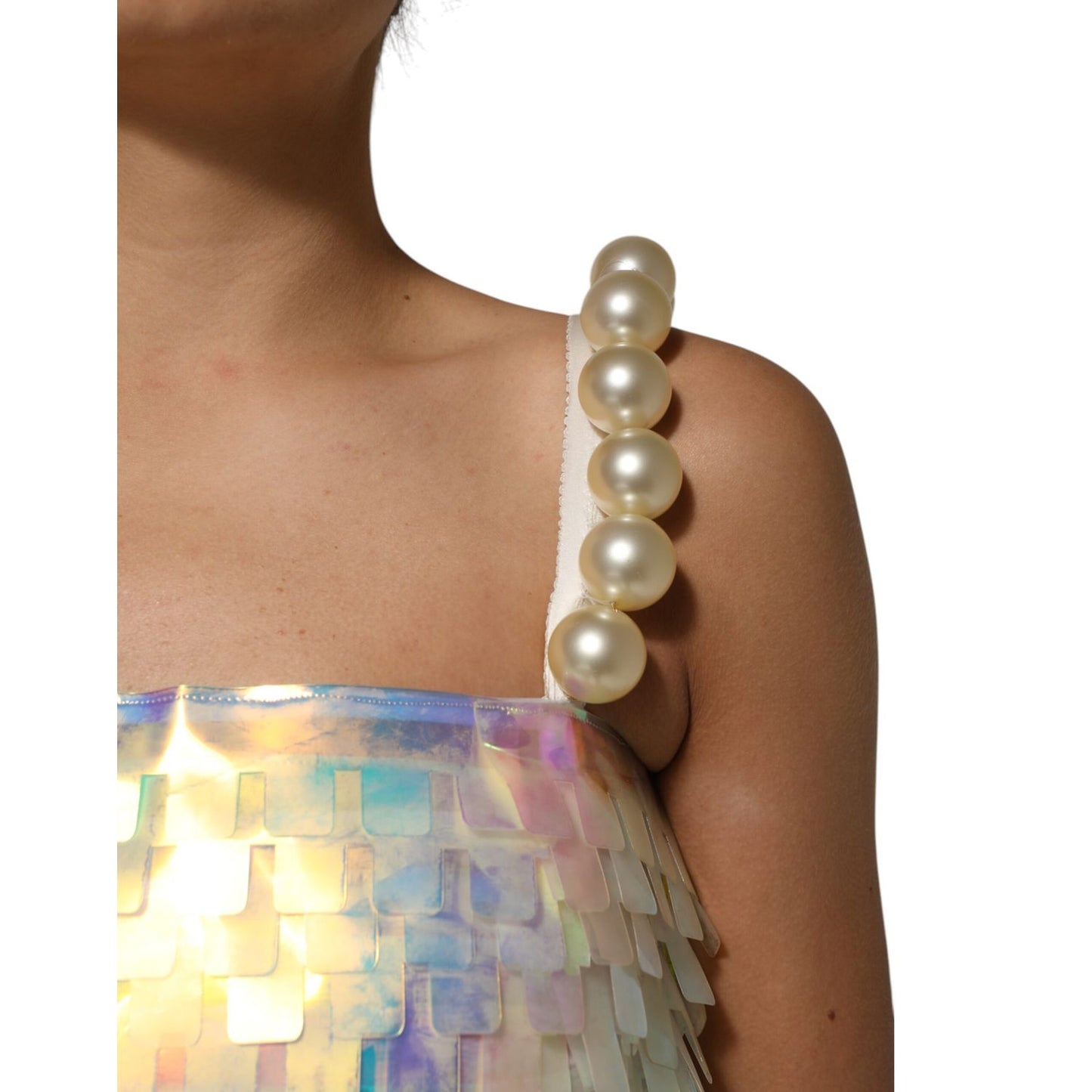 Dolce & Gabbana Multicolor Sequin Holographic Mini Dress