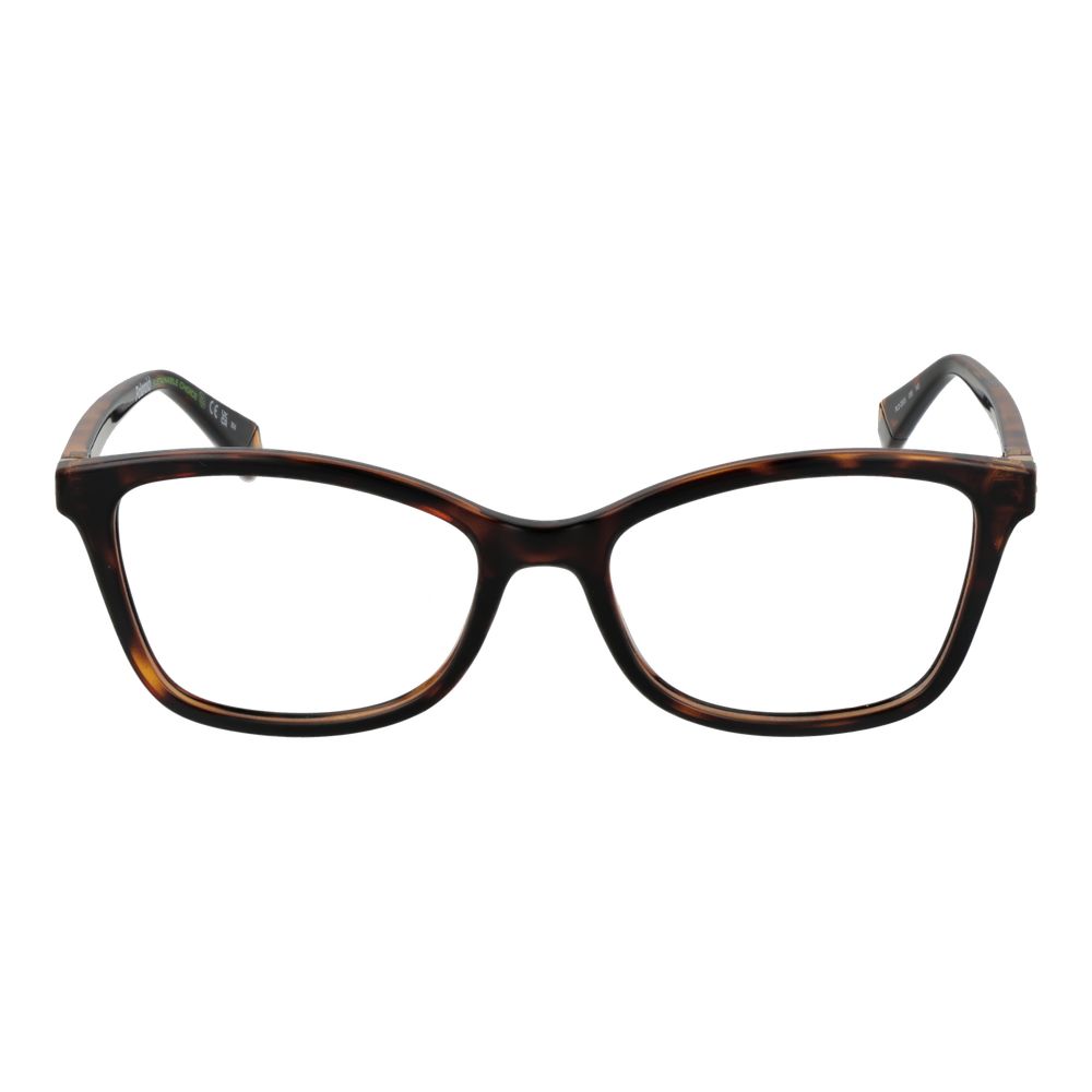 Polaroid Brown Women Glasses Frame, full-rim polyamide rectangular style, lens size 53-17-145, includes branded case, demo lenses.