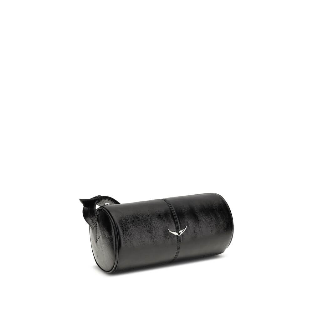 Zadig & Voltaire Black Leather Shoulder Bag with adjustable strap, silver details, and logo, AW25, 24x24x11.5cm, 100% leather.