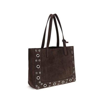 Valentino Garavani Brown Calf Leather Bos Taurus Shoulder Bag