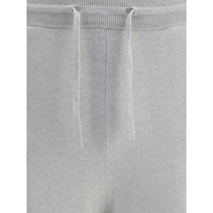 Close-up of Kiton Gray Elastane Casual Pants with drawstring waistband, showcasing the luxury elasticized design in fine cashmere.