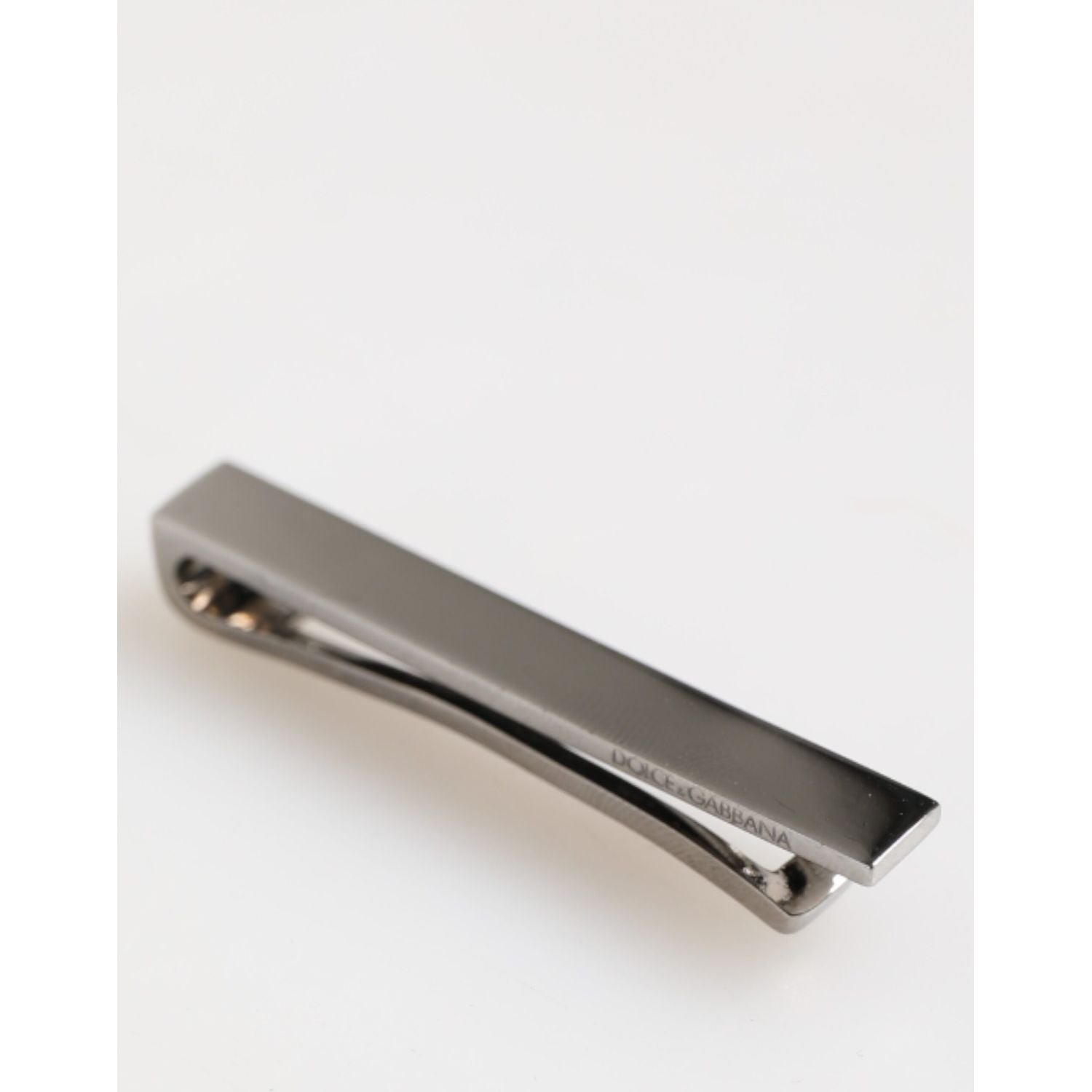 Dolce & Gabbana Silver Tone Brass Logo Branded Men Accessory Tie Clip Bar