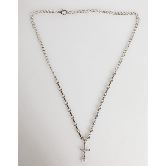 Dolce & Gabbana Silver Tone Brass Chain Religious Cross Pendant Necklace